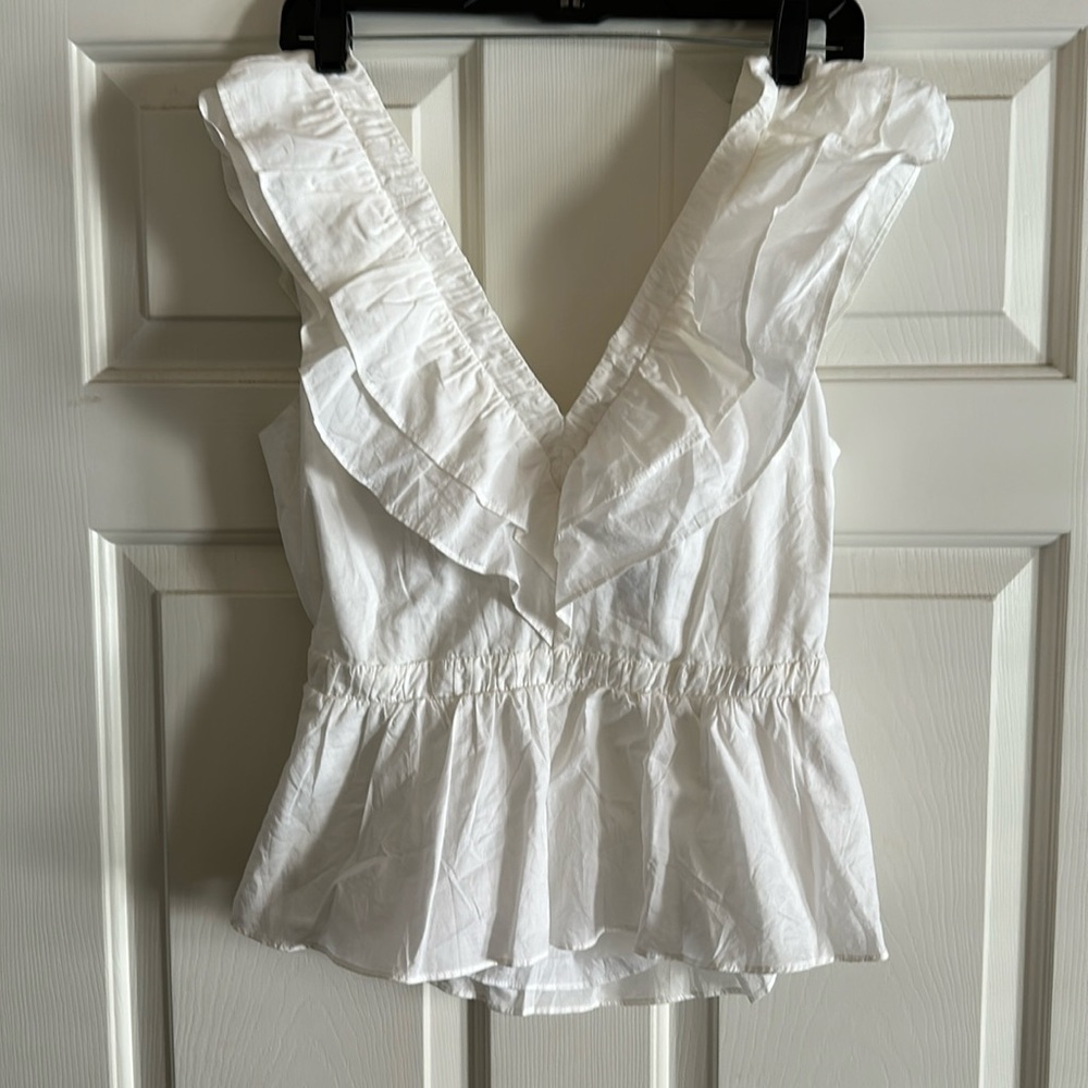 Express White Ruffled Blouse